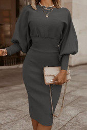 Lantern Long Sleeve Slim Fit Bodycon Dress