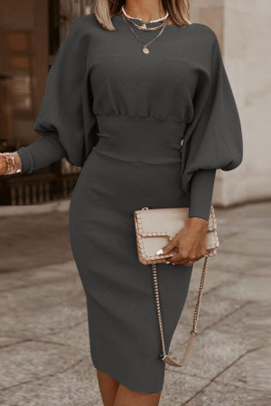Lantern Long Sleeve Slim Fit Bodycon Dress