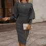 Lantern Long Sleeve Slim Fit Bodycon Dress