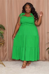 Plus Size Sweet Solid Bandage Slip Big Hem Maxi Dress - Flaunt Your Curves 