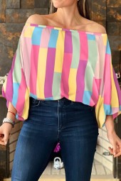 Summer Ready: Off-Shoulder Backless Loose Long Lantern Sleeve Pullover Blouse