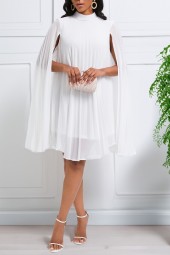 Summer Autumn Chiffon Ruched Cloak Mini Dress for Casual Events