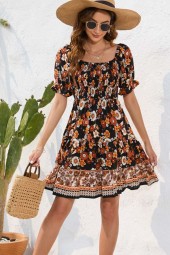 Boho Floral Ruffle Summer Casual Dress