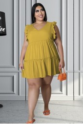 Flirty Summer Ruffles Plus Size Mini Dress