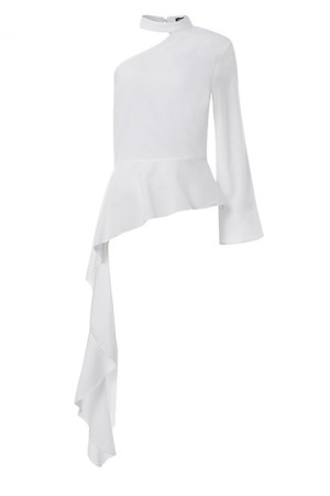 One Shoulder Asymmetrical Plus Size Tunic Blouse