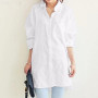 Lapel Button Down Long Sleeve Plus Size Tunic Blouse