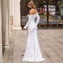Off Shoulder Sequin Long Sleeve High Split Maxi Dress