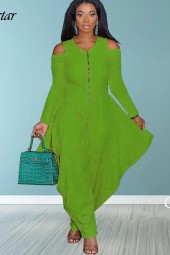 Autumnal Elegance: Hollow Out Long Sleeve Loose Wide Leg Jumpsuit Romper