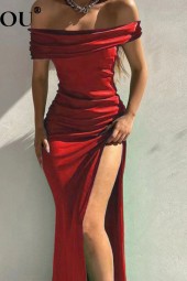 Elegant High Slit Evening Prom Dress for Summer Feminino Robe