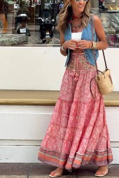 Boho Floral Maxi Skirt - Summer Beach Holiday Essential