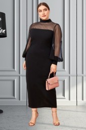 Black Mesh Plus Size Evening Dress for Summer Club