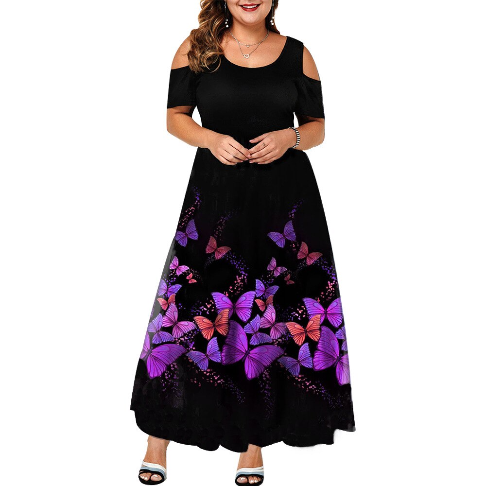 Cold Shoulder Evening Gown Maxi Dress