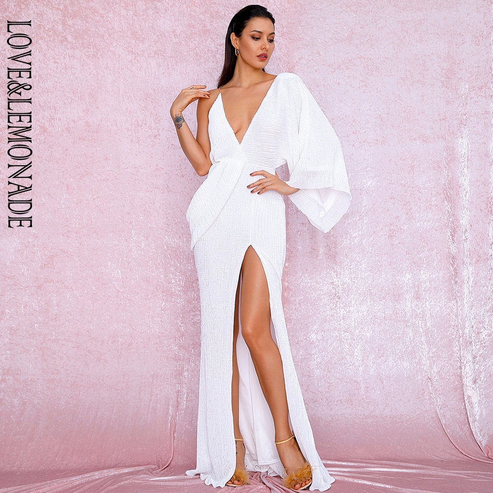 White Maxi Dress with Pleated Split Skirt - Effortless Elegance main image 1