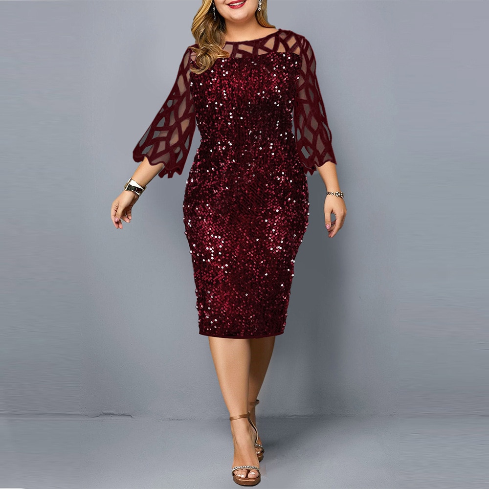 Plus Sequin Midi Bodycon Dress